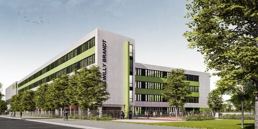 Visualisierung des Schulneubaus IGS Willy Brandt Magdeburg