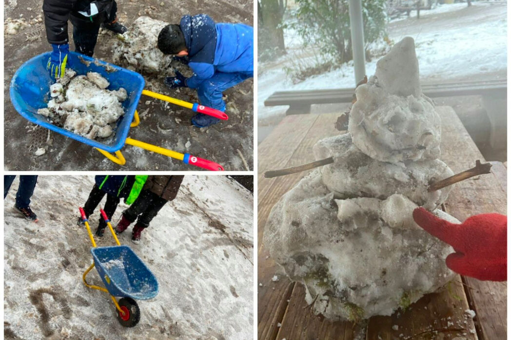 Schneegestöber im Hort Agga Knack