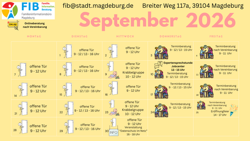 Bild vergr&ouml;&szlig;ern: Monatsplan September 2026 FIB